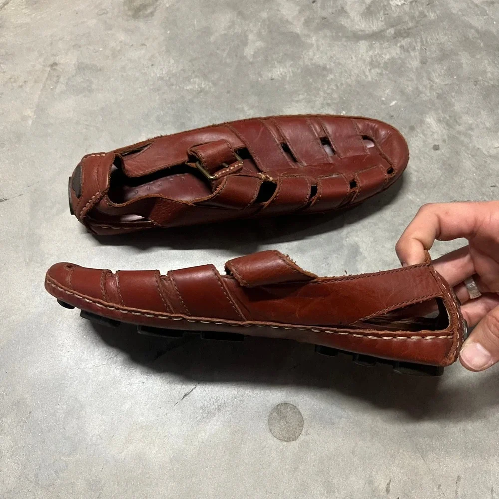 Cole Haan Country Mens Leather Fisherman Sandals Brown Buckle Huarache 9M 14698